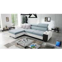 Bequemes Ecksofa mit Schlaffunktion morena i maxi Kunstleder/Sawana Weiß/Blaugrau Links von Kaiser