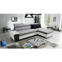 Kaiser - Bequemes Ecksofa mit Schlaffunktion morena i mini Kunstleder/Sawana Weiß/Grau Rechts von Kaiser