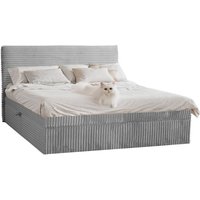Boxspringbett mit bettkasten und topper trento, ohne Bein stoff Plüsch Cord 200x200 cm Grau von Kaiser