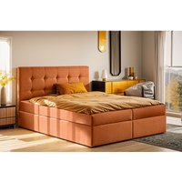 Kaiser - Boxspringbett mit matratze und bettkasten, Schlafbett ludano stoff Noel 140x200 cm Orange Kaiser - Boxspringbett mit matratze und bettkasten, Schlafbett ludano stoff Noel 140x200 cm Orange von Kaiser