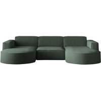 Ecksofa Designer MODENA U STUDIO stoff Dicker cord Poso Grün von Kaiser