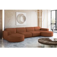 Ecksofa Designer modena u xl stoff Dicker cord Poso Ziegel von Kaiser