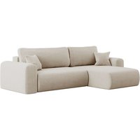 Ecksofa mit Schlaffunktion und Stauraum für Bettzeug, L-förmiges Sofa, Capri Stoff Poso Ecru Rechts von Kaiser