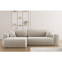 Kaiser - Ecksofa mit Schlaffunktion und Stauraum für Bettzeug, L-förmiges Sofa,Capri Stoff Poso Beige Links von Kaiser