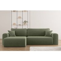 Kaiser - Ecksofa mit Schlaffunktion und Stauraum für Bettzeug, L-förmiges Sofa,Capri Stoff Poso Hellgrün Links von Kaiser