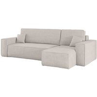 Ecksofa mit schlaffunktion und bettkasten, Eckcouch best stoff Poso Dicker Cord viele farben Beige r von Kaiser