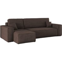 Ecksofa mit schlaffunktion und bettkasten, Eckcouch best stoff Poso Dicker Cord viele farben Braun l von Kaiser