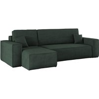 Kaiser - Ecksofa mit schlaffunktion und bettkasten, Eckcouch best stoff Poso Dicker Cord viele farben Grün Li von Kaiser
