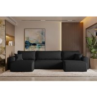 Ecksofa mit schlaffunktion und bettkasten, Sofa U-form, Couch U-form capri Neve Schwarz von Kaiser