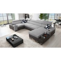 Großes Ecksofa für das Wohnzimmer mit Bar und Schlaffunktion melody iv mini Tauro/Freya Graphit/Grau von Kaiser