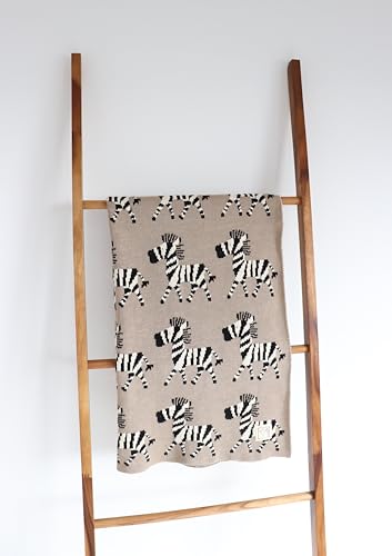Kaiser 65224 Zebra Babydecke Strick Fb. Stone-Natural-Black 100% Bio Baumwolle (KBA) atmungsaktive Babydecke Ganzjährig Neugeborene Kinderwagendecke Babyschalendecke von Kaiser