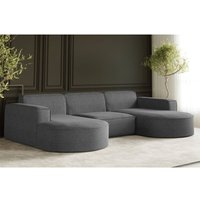 Ecksofa, Sofa u form, Couch u form modena u studio stoff Neve Dunkelgrau von Kaiser