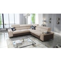 Kaiser - L-förmiges Ecksofa mit Schlaffunktion melody iii, modern, luxuriös, Tauro/Freya Braun/Dunkelbeige r von Kaiser