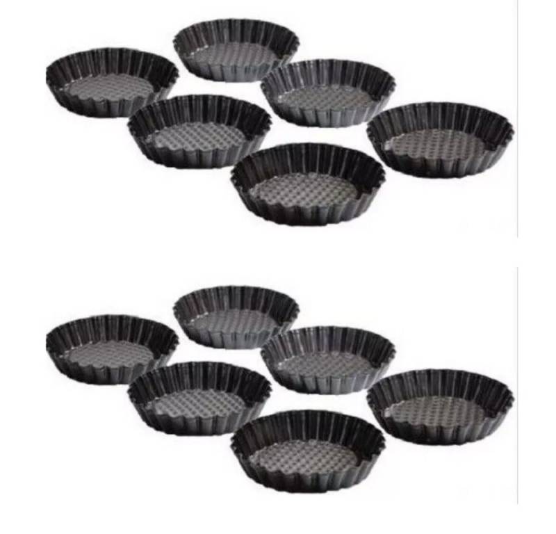 Kaiser Quicheform [2ERPACK] Backform Tortelett-Set 10 cm 12 Stückntihaftbeschichtet, (Tortelettform pack 12-tlg), Attraktives 10cm Mini-Design. von Kaiser