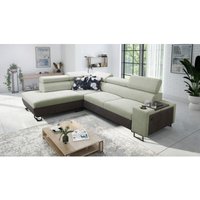 Kaiser - Modernes Luxus-Ecksofa mit Schlaffunktion melody vii Tauro/Freya Graphit/Hellgrün Links von Kaiser