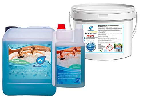 KaiserRein 1 L und 5 L Whirlpool Desinfektionsmittel und 8kg PH- (PH Senker) I Wasserpflege I Desinfektion I Whirlpoolreiniger, Poolreiniger von KaiserRein professional