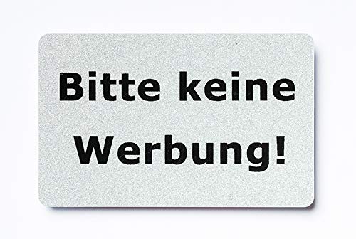 2x Bitte keine Werbung magnetisch und selbstklebend Aufkleber Tür Schild Türschild Briefkasten Briefkastenschild Haus Praxis Büro Geschäft silber (7) von TWZ