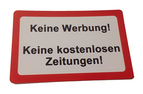 Schild 2x Keine Werbung keine kostenlosen Zeitungen selbstklebend Aufkleber Tür Schild Türschild Briefkasten Briefkastenschild Haus Praxis Büro Geschäft von KaiserstuhlCard Magnete