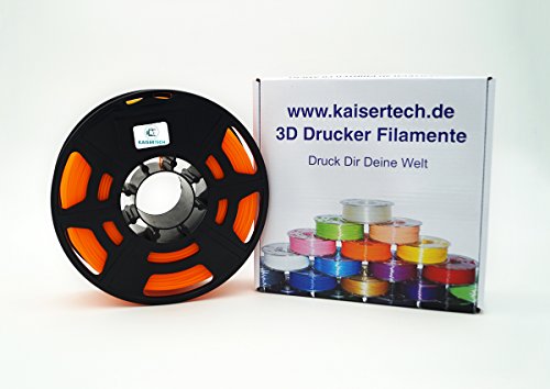 Kaisertech | Filament PLA 1,75mm 1kg Spule 3D Drucker | PLA Filament 1kg Spool 3D Printer 1.75mm | sehr viele Farben | Toleranz beim Durchmesser liegt bei +/- 0,02mm | HIPS 1.75mm, Orange von Kaisertech