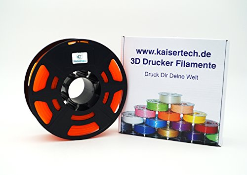 Kaisertech | Filament PLA 1,75mm 1kg Spule 3D Drucker | PLA Filament 1kg Spool 3D Printer 1.75mm | sehr viele Farben | Toleranz beim Durchmesser liegt bei +/- 0,02mm | PLA 1.75mm, Transparent Orange von Kaisertech