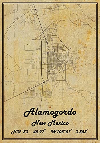 Alamogordo New Mexico USA Vintage Karte Poster Alamogordo New Mexiko USA Karte Kunst Alamogordo New Mexiko USA City Road Map Poster Vintage Geschenk Karte 40,6 x 50,8 cm von Kaisrlse