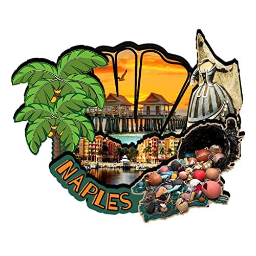 Kühlschrankmagnet, Motiv: Neapel, Florida, Holzmagnet, Kunst, Souvenirs, kreative Kollektion, handgefertigt, Reisen, Zuhause, Büro, Geschenke, Landschaft, Kühlschrank, Dekoration, USA-500 von Kaisrlse