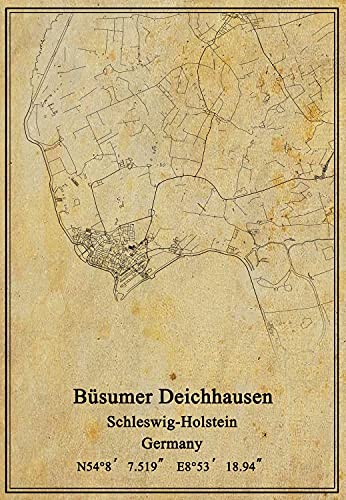 Kunstdruck auf Leinwand, Motiv Deutschland, Büsumer Deichhausen, Schleswig Holstein, Vintage-Stil, ungerahmt, Dekoration, Geschenk, 22,9 x 27,9 cm von Kaisrlse