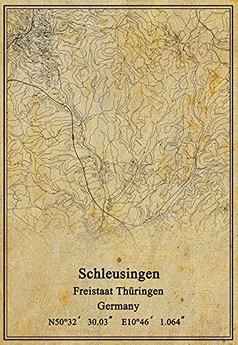 Kunstdruck auf Leinwand, Motiv Deutschland, Schleusingen Freistaat Thüringen, Vintage-Stil, ungerahmt, Dekoration, Geschenk, 22,9 x 27,9 cm von Kaisrlse