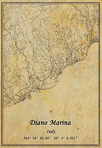 Kunstdruck auf Leinwand, Motiv: Italienische Diano Marina, Vintage-Stil, ungerahmt, Dekoration, Geschenk, 50,8 x 76,2 cm von Kaisrlse