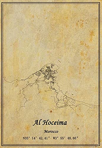 Marokko Al Hoceima Wandkunst-Poster, Leinwanddruck, Vintage-Stil, ungerahmt, Dekoration, Geschenk, 22,9 x 27,9 cm von Kaisrlse