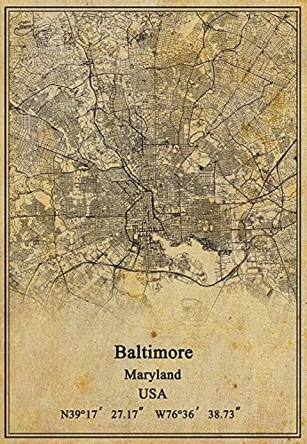 Kaisrlse Wandkunst-Poster auf Leinwand, Motiv: USA Baltimore Maryland, Vintage-Stil, ungerahmt, Geschenk, 22,9 x 27,9 cm von Kaisrlse