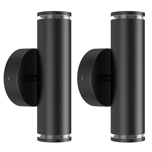 Kaitenv LED outdoor Wandleuchte 2 Pack, Wandlampe innen, up and down Außenwandleuchten aussen Aussenlampe außen Außenlampe Außenleuchte für innen aussen Wand Hauswand Balkon Terasse，schwarz von Kaitenv