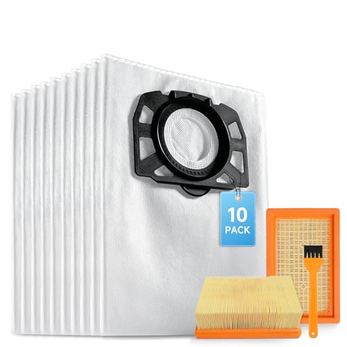 Kaiyaner 10 KFI 487 Staubsaugerbeutel mit 2 KFI 4410 Filter für Kärcher WD4 WD5 WD6 WD5P WD6P MV4 MV5 MV6 Staubbeutel Staubsauger Ersatzteile Zubehör Beutel HEPA Filter 2.863-006.0 und 2.863-005.0 von Kaiyaner