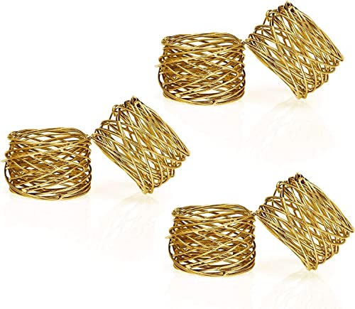 Kaizen Casa Handgefertigter goldener runder Netz-Serviettenringhalter für Esstisch, Partys, Alltag, 6 Stück (Gold, 6) von Kaizen Casa