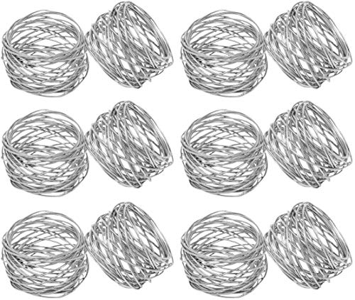 Kaizen Casa Serviettenringhalter aus silberfarbenem Netz, handgefertigt, rund, für Esstisch, Partys, Alltag, 12 Stück (Silber, 12) von Kaizen Casa