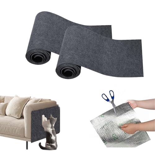 Kaizuca 2 Stücke Kratzmatte Selbstklebend, 30×100cm Kratzbretter Katze Wand，Kratzschutz Sofa Katze，Kratzmatten Für Katzen，Selbstklebend DIY Zuschneidbare Climbing Cat Scratcher(dunkelgrau) von Kaizuca