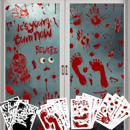 Kaizuca Halloween Blutige Fensteraufkleber, 12 Stück Blutstains Horror PVC Aufkleber, Wiederverwendbare Fenster- und Wanddekoration für Halloween Kaizuca Halloween Blutige Fensteraufkleber, 12 Stück Blutstains Horror PVC Aufkleber, Wiederverwendbare Fenster- und Wanddekoration für Halloween von Kaizuca