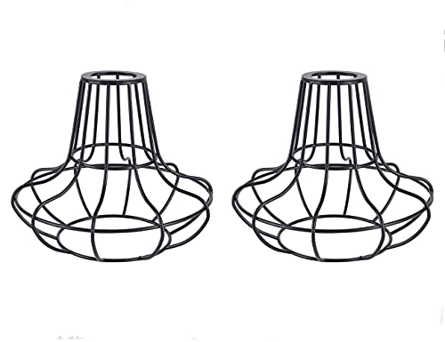 Kaj Hejmo 2 Stück rustikaler Industrie-Lampenschirm | Metallkäfig Deckenleuchten Lampenschirme | DIY Bauernhaus Lichtschutz zum Aufhängen von Hängelampen (Käfig B) von Kaj Hejmo