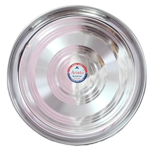 Kajal Runder Teller Thali aus Edelstahl mit Perlmutt-Hochglanz-Spiegelfinish, einfarbig, mit Durchmesser 29 cm, ungiftig, BPA-frei und unvergleichlicher Glanz.300g. Kajal Runder Teller Thali aus Edelstahl mit Perlmutt-Hochglanz-Spiegelfinish, einfarbig, mit Durchmesser 29 cm, ungiftig, BPA-frei und unvergleichlicher Glanz.300g. von Kajal