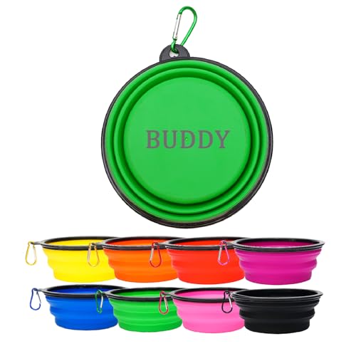 Zusammenklappbarer Hundenapf, personalisierter Text, tragbarer Reise-Wassernapf für Hunde, Katzen, Haustiere, Spazierengehen, Wandern, Reisen, mit Karabiner Zusammenklappbarer Hundenapf, personalisierter Text, tragbarer Reise-Wassernapf für Hunde, Katzen, Haustiere, Spazierengehen, Wandern, Reisen, mit Karabiner von KakaTify