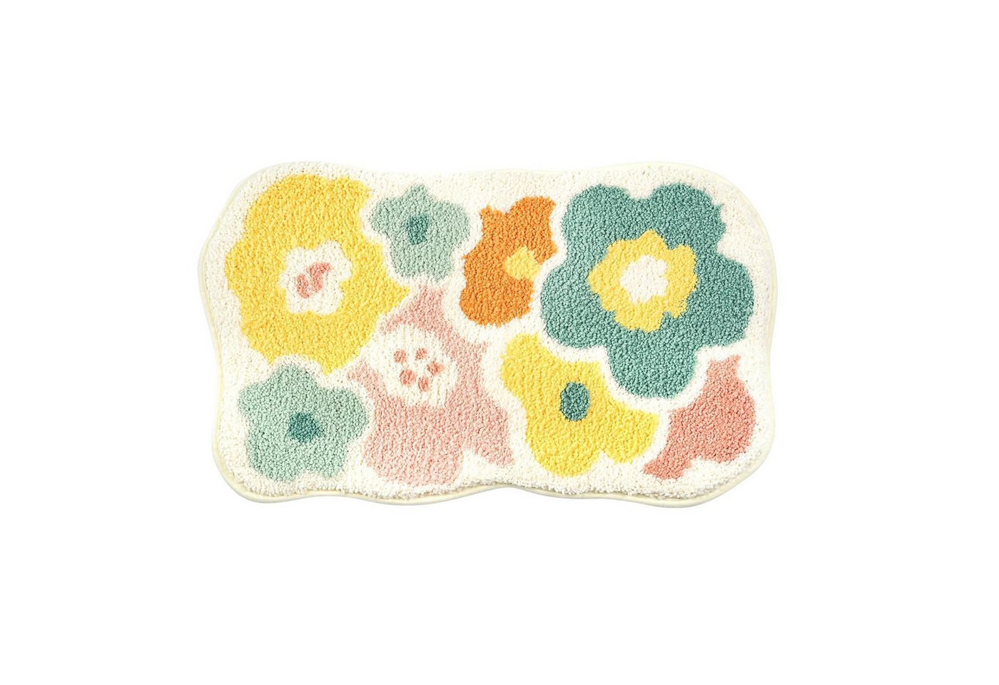 Kaket Badematte 40 x 60 cm Badematte, niedliche Blatt- und Blumen-Badematte, Schnell trocknend und langlebig, rutschfeste und saugfähige dekorative Duschmatten und Türvorleger von Kaket