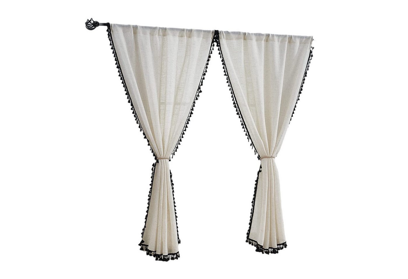 Kaket Gardine Boho-Leinen Vorhänge, Quasten Gardine, Dekovorhänge für Wohnzimmer und Schlafzimmer Kaket Gardine Boho-Leinen Vorhänge, Quasten Gardine, Dekovorhänge für Wohnzimmer und Schlafzimmer von Kaket