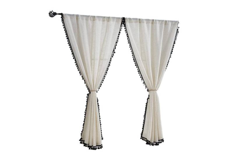 Kaket Gardine Boho-Leinen Vorhänge, Quasten Gardine, Dekovorhänge für Wohnzimmer und Schlafzimmer Kaket Gardine Boho-Leinen Vorhänge, Quasten Gardine, Dekovorhänge für Wohnzimmer und Schlafzimmer von Kaket