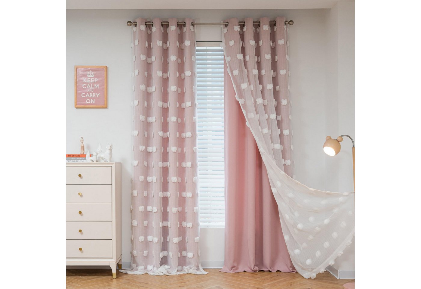Kaket Gardine Ein Paar Verdunkelungsvorhänge, mit transparenter Voile, doppellagige isolierende Verdunkelungsvorhänge, 132 cm x 213 cm von Kaket
