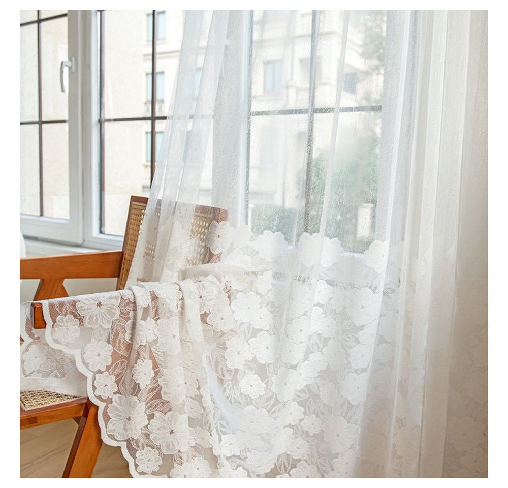 Kaket Gardine Spitzen-Voile-Gardine, Vintage-Blumen-Panelvorhang, halbtransparenter Vorhang, geeignet für Schlafzimmer und Wohnzimmer Kaket Gardine Spitzen-Voile-Gardine, Vintage-Blumen-Panelvorhang, halbtransparenter Vorhang, geeignet für Schlafzimmer und Wohnzimmer von Kaket