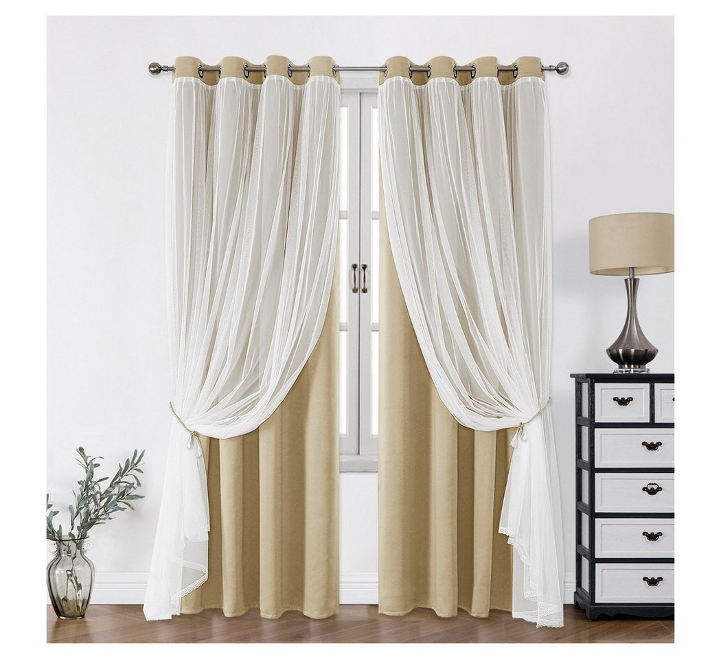 Kaket Verdunkelungsvorhang Verdunkelungsvorhänge mit Doppelschicht, Verdunkelnde Voile-Gardinen Kaket Verdunkelungsvorhang Verdunkelungsvorhänge mit Doppelschicht, Verdunkelnde Voile-Gardinen von Kaket