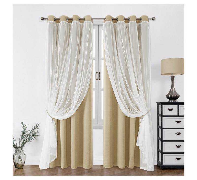 Kaket Verdunkelungsvorhang Verdunkelungsvorhänge mit Doppelschicht, Verdunkelnde Voile-Gardinen Kaket Verdunkelungsvorhang Verdunkelungsvorhänge mit Doppelschicht, Verdunkelnde Voile-Gardinen von Kaket