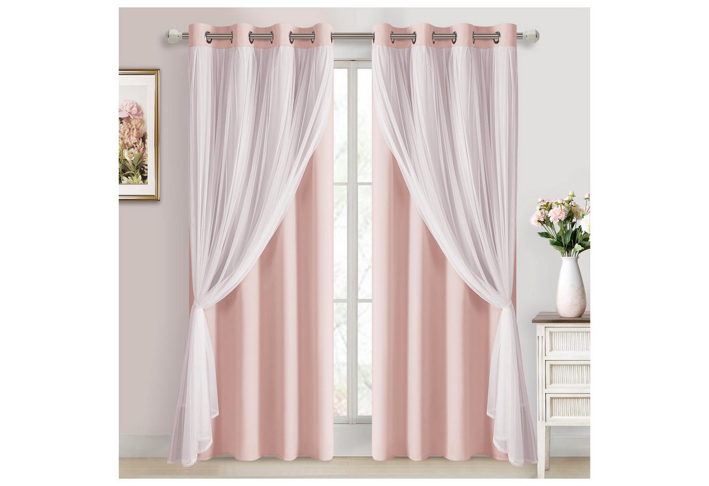 Kaket Verdunkelungsvorhang Verdunkelungsvorhänge mit Doppelschicht, Verdunkelnde Voile-Gardinen Kaket Verdunkelungsvorhang Verdunkelungsvorhänge mit Doppelschicht, Verdunkelnde Voile-Gardinen von Kaket