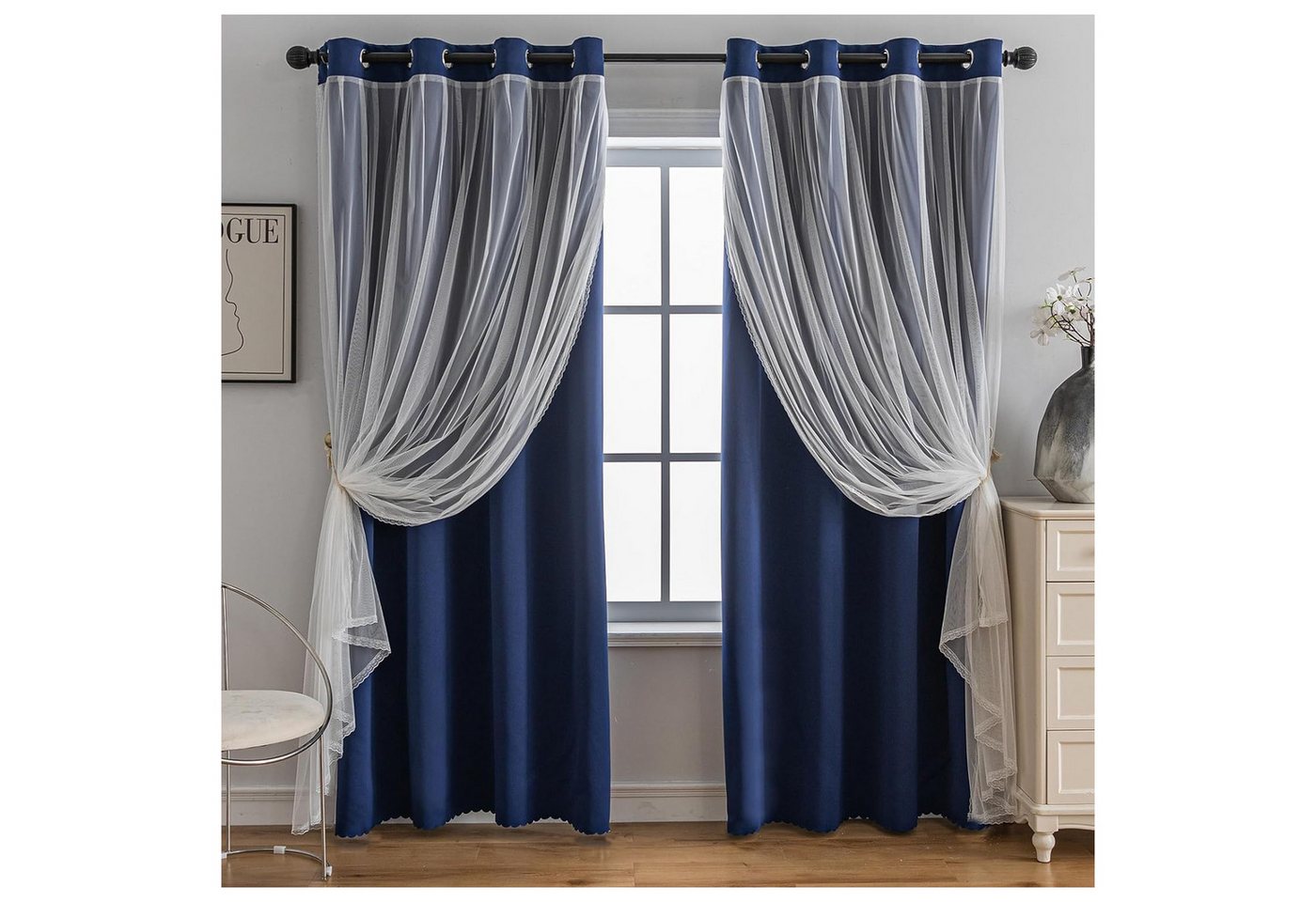 Kaket Verdunkelungsvorhang Verdunkelungsvorhänge mit Doppelschicht, Verdunkelnde Voile-Gardinen Kaket Verdunkelungsvorhang Verdunkelungsvorhänge mit Doppelschicht, Verdunkelnde Voile-Gardinen von Kaket