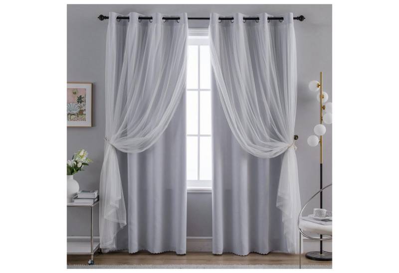 Kaket Verdunkelungsvorhang Verdunkelungsvorhänge mit Doppelschicht, Verdunkelnde Voile-Gardinen Kaket Verdunkelungsvorhang Verdunkelungsvorhänge mit Doppelschicht, Verdunkelnde Voile-Gardinen von Kaket